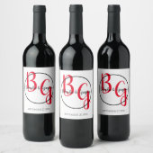 Einfache Hochzeit Personalisierter Initialen Weinetikett (Flaschen)