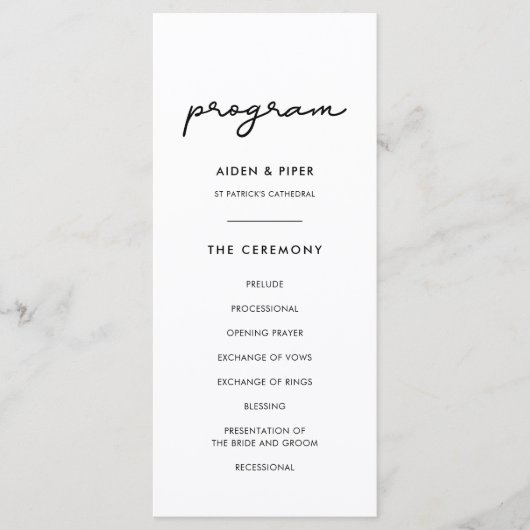 Einfache Hochzeit Programm (Vorderseite)