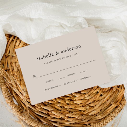 Einfache Hochzeit RSVP Karte