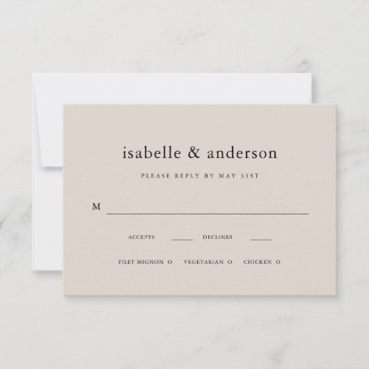 Einfache Hochzeit RSVP Karte (Vorderseite)