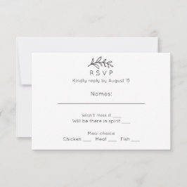 Einfache Hochzeit rsvp. Schwarzweißkarte RSVP Karte