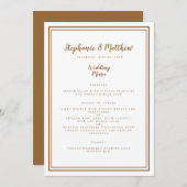 Einfache Hochzeit Rustic Brown Modernes Chic Dinne Menükarte (Vorne/Hinten)