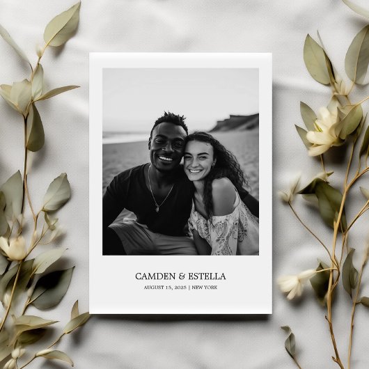 Einfache Hochzeit Save the Date mit Foto