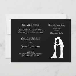 Einfache Hochzeit Schwarz/Weiß Braut und Bräuche Einladung