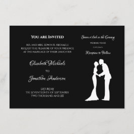 Einfache Hochzeit Schwarz/Weiß Braut und Bräuche Einladung