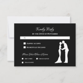 Einfache Hochzeit Schwarz/Weiß Braut und Bräuche RSVP Karte