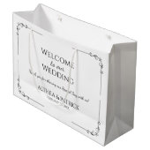 Einfache Hochzeit schwarz-weiß Große Geschenktüte (Vorderseite Schrägansicht)