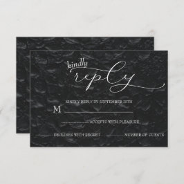 Einfache Hochzeit Schwarz & Weiß RSVP Karte