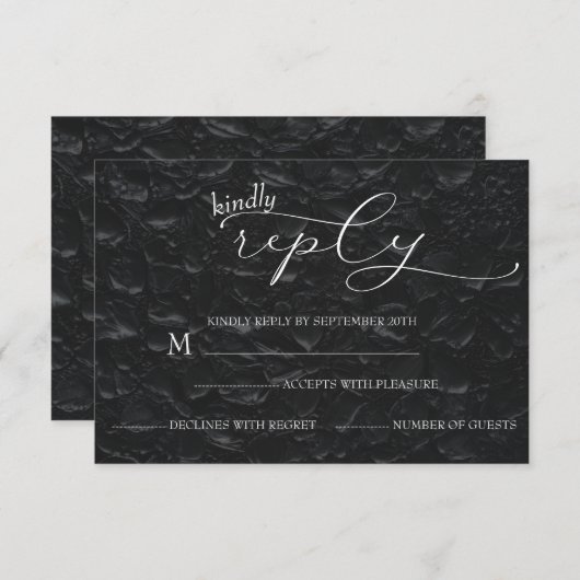 Einfache Hochzeit Schwarz & Weiß RSVP Karte (Vorne/Hinten)