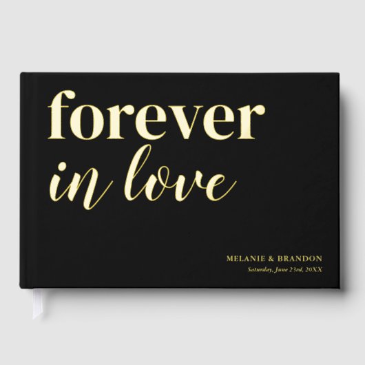 Einfache Hochzeit Schwarzes Gold Foil Gästebuch (Vorderseite)