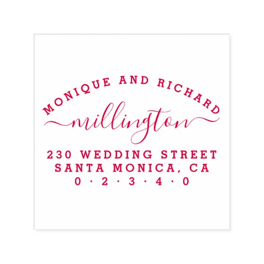 Einfache Hochzeit | Script Family Name Rücksendead Permastempel (Design)