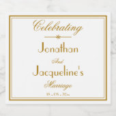 Einfache Hochzeit - Skript für elegante weiße und  Schaumweinetikett (Einzelnes Label)