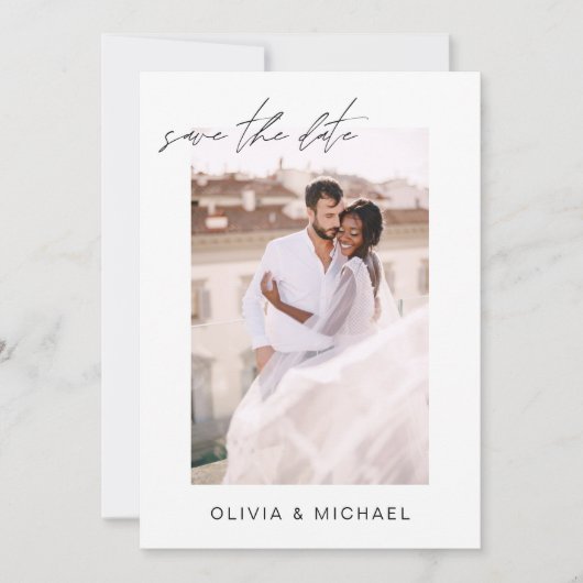 Einfache Hochzeit Speichern Sie das Date-Foto Mini Save The Date (Vorderseite)