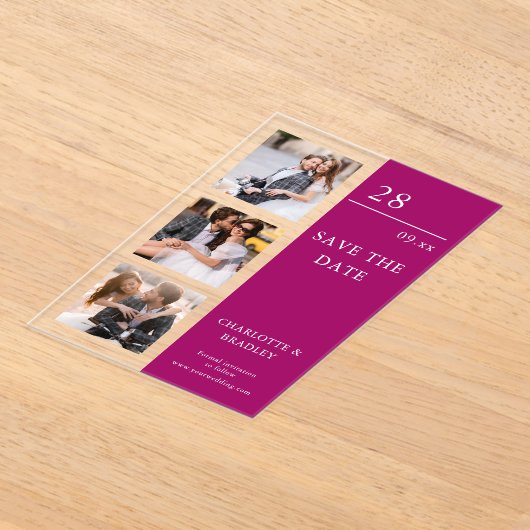 Einfache Hochzeit Speichern Sie das Foto Datum Acryleinladungen (Ablage )