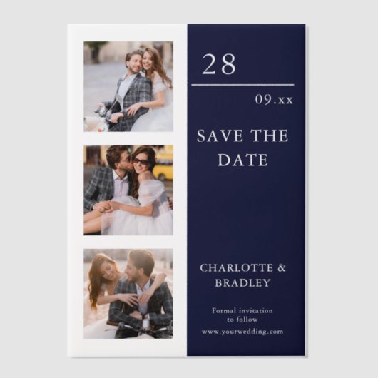 Einfache Hochzeit Speichern Sie das Foto Datum Pergament Einladungen (Vorderseite)