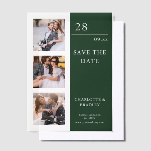 Einfache Hochzeit Speichern Sie das Foto Datum Pergament Einladungen (Versetzt)