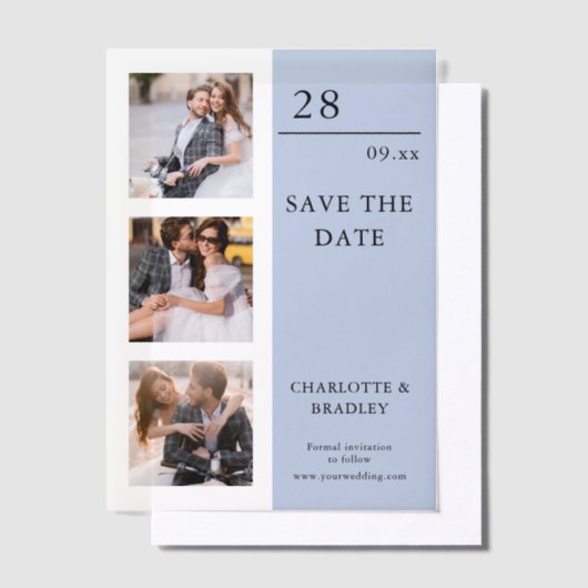 Einfache Hochzeit Speichern Sie das Foto Datum Pergament Einladungen (Versetzt)