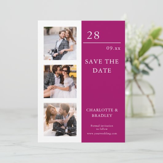 Einfache Hochzeit Speichern Sie das Foto Datum Save The Date (Stehend Vorderseite)