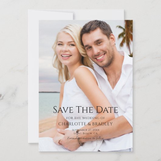 Einfache Hochzeit Speichern Sie das Foto Datum Save The Date (Vorderseite)
