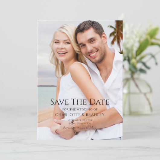 Einfache Hochzeit Speichern Sie das Foto Datum Save The Date (Stehend Vorderseite)