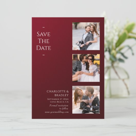 Einfache Hochzeit Speichern Sie das Foto Datum Save The Date (Stehend Vorderseite)