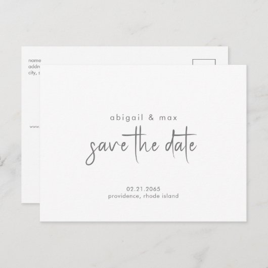 Einfache Hochzeit Speichern Sie die Date Postkarte (Vorne/Hinten)