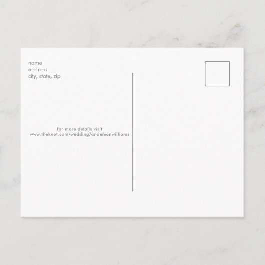 Einfache Hochzeit Speichern Sie die Date Postkarte (Rückseite)