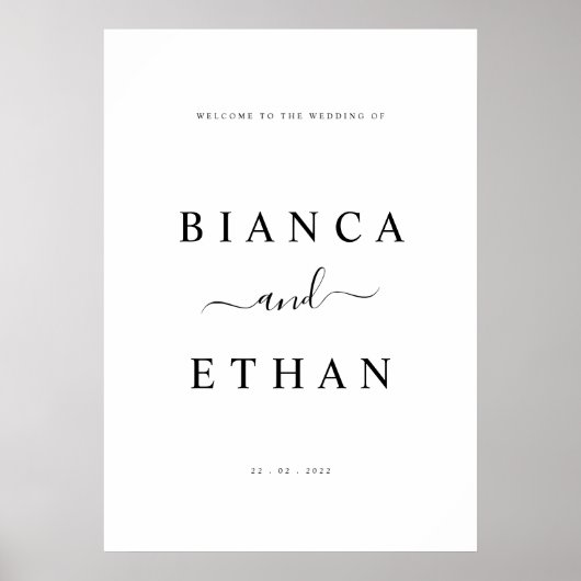 Einfache Hochzeit und Begrüßung | Modernes Minimal Poster (Vorne)