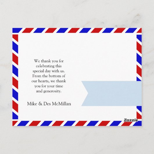 Einfache Hochzeit Vielen Dank Bild Postkarte (Rückseite)