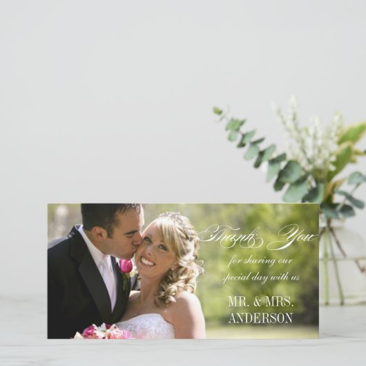 Einfache Hochzeit Vielen Dank Dankeskarte (Stehend Vorderseite)