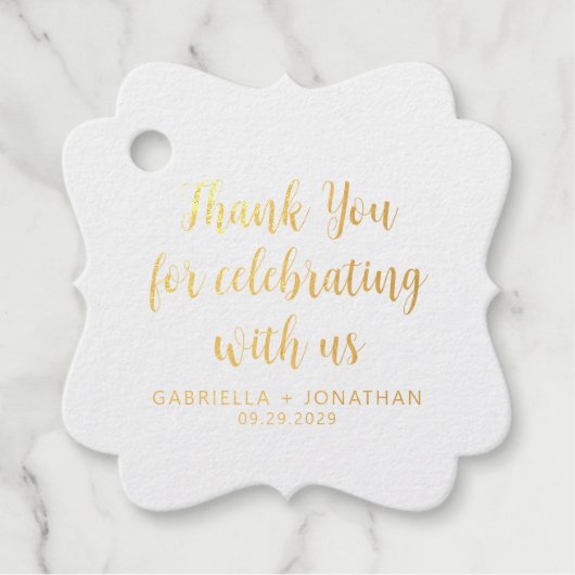 Einfache Hochzeit Vielen Dank Gold Foil Geschenkanhänger (Vorderseite)