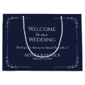 Einfache Hochzeit Vielen Dank Navy Blue Background Große Geschenktüte (Vorderseite)