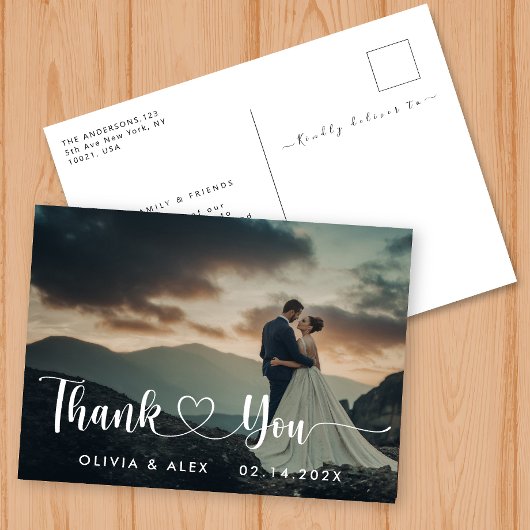 Einfache Hochzeit Vielen Dank Postkarte