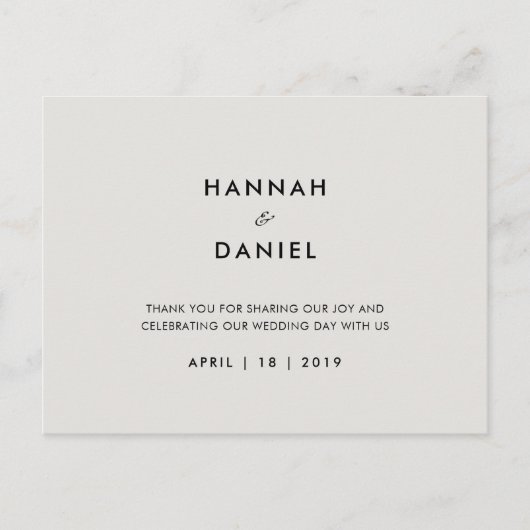 Einfache Hochzeit Vielen Dank Postkarte (Vorderseite)