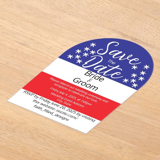 Einfache Hochzeit vom 4. Juli im Patriotischen Lan Acryleinladungen (Ablage )