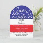 Einfache Hochzeit vom 4. Juli im Patriotischen Lan Einladung (Stehend Vorderseite)