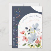 Einfache Hochzeit von Arch Blue und Rosa Einladung (Vorderseite)