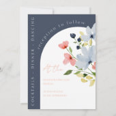 Einfache Hochzeit von Arch Blue und Rosa Einladung (Rückseite)