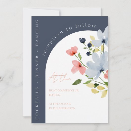 Einfache Hochzeit von Arch Blue und Rosa Einladung (Rückseite)