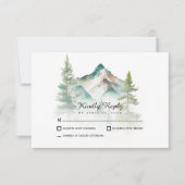 Einfache Hochzeit von Berg- und Pinienbäumen RSVP Karte (Vorderseite)