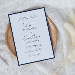 Einfache Hochzeit von Blue Border Einladung