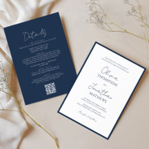 Einfache Hochzeit von Blue Border Script QR Code