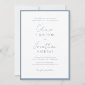 Einfache Hochzeit von Blue Border Script QR Code Einladung (Vorderseite)