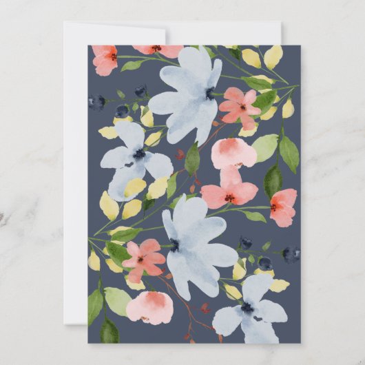 Einfache Hochzeit von Boho Blau und Rosa Einladung (Rückseite)