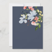 Einfache Hochzeit von Boho Blau und Rosa Einladung (Rückseite)