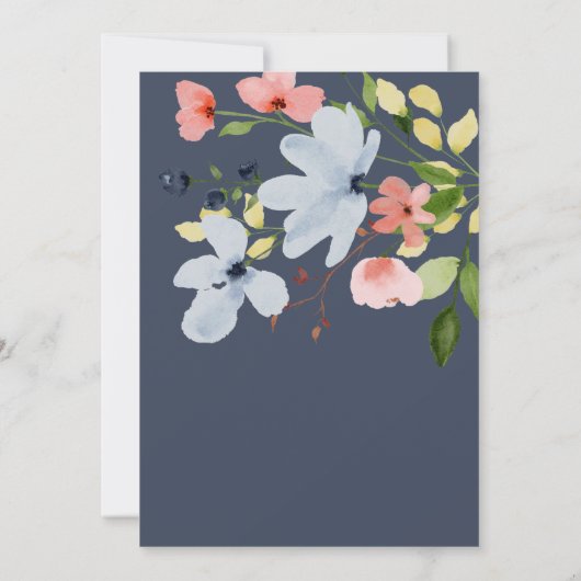 Einfache Hochzeit von Boho Blau und Rosa Save The Date (Rückseite)