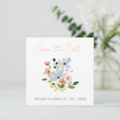Einfache Hochzeit von Boho Blau und Rosa Save The Date (Stehend Vorderseite)