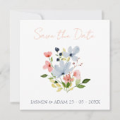 Einfache Hochzeit von Boho Blau und Rosa Save The Date (Vorderseite)
