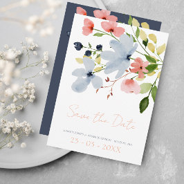 Einfache Hochzeit von Boho Blau und Rosa Save The Date