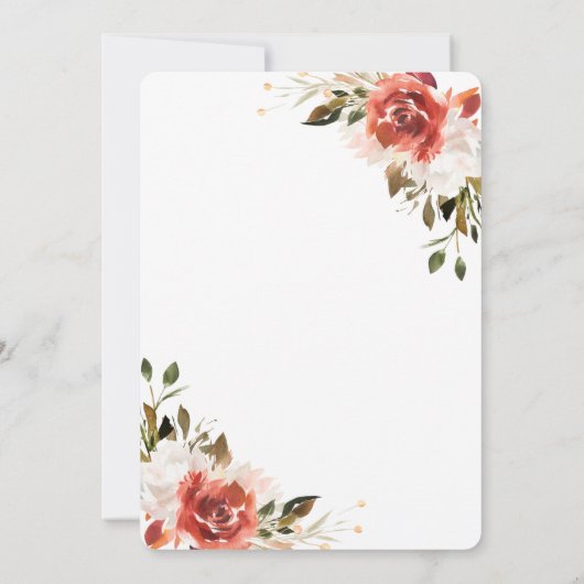 Einfache Hochzeit von Bouquet in Rot und Weiß Einladung (Rückseite)